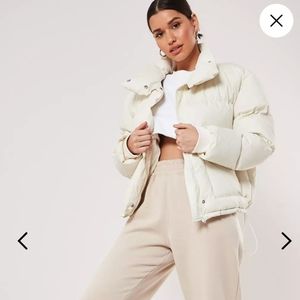 MISGUIDED FAUX LEATHER PUFFER JACKET
